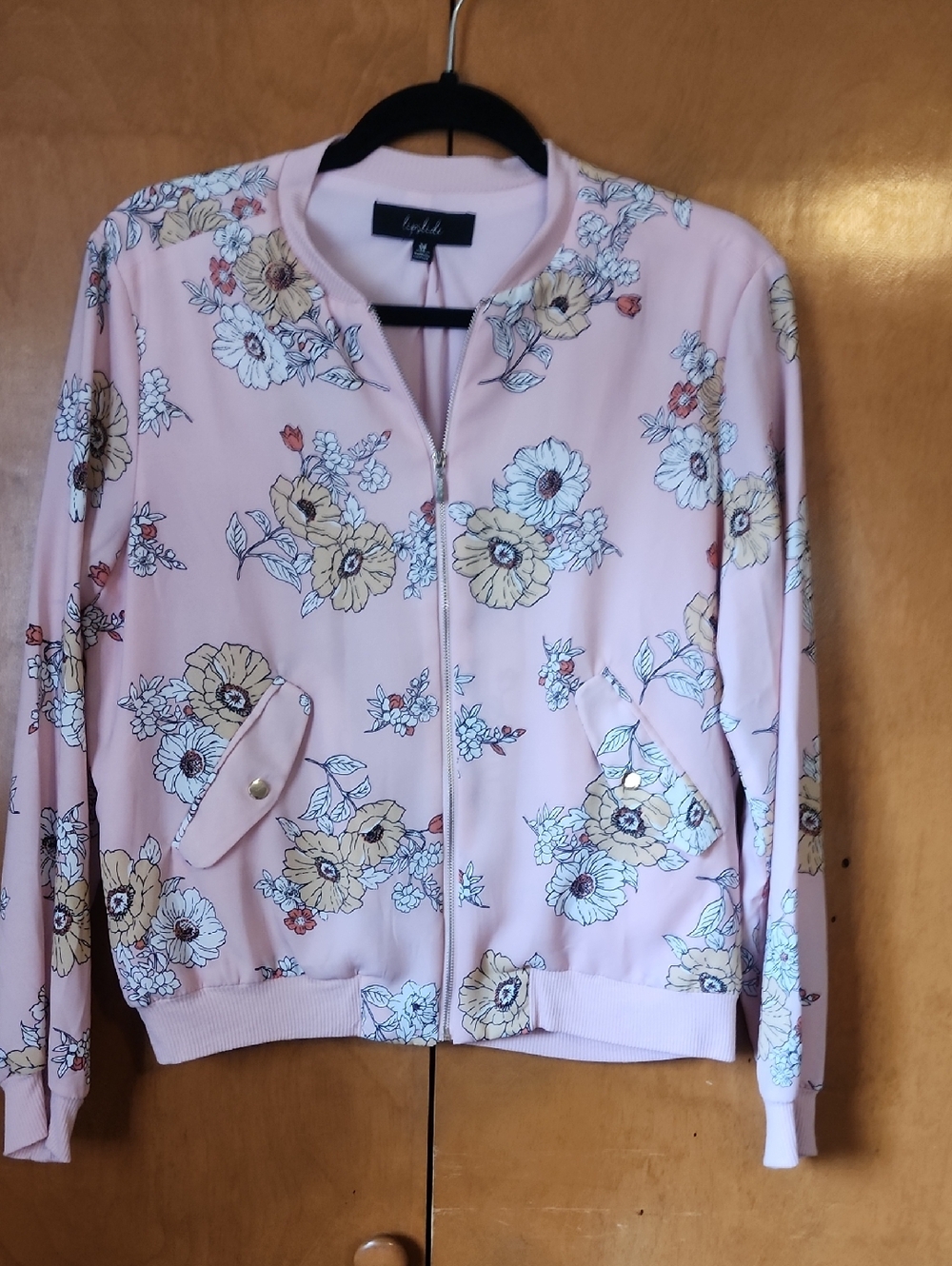 Cupio Blush Pink Floral Bomber Jacket
